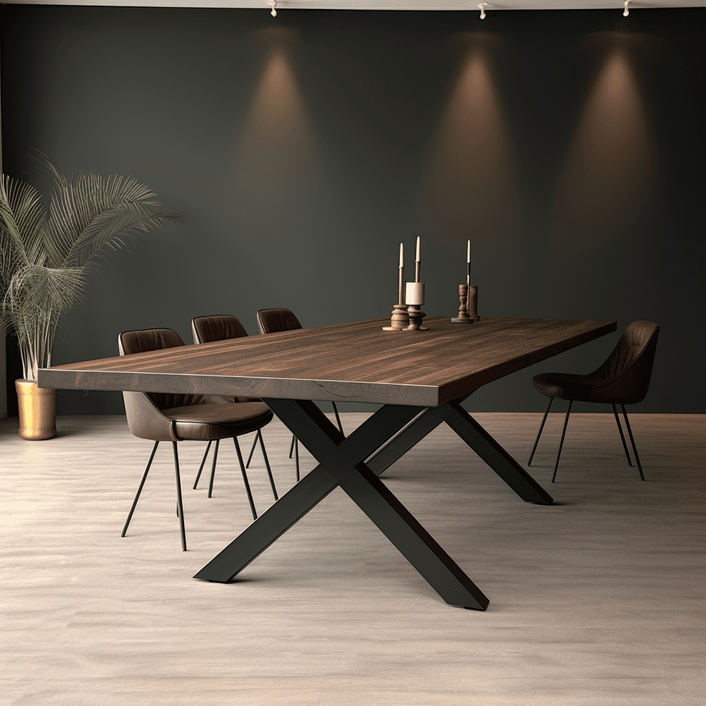 walnut table with x legs